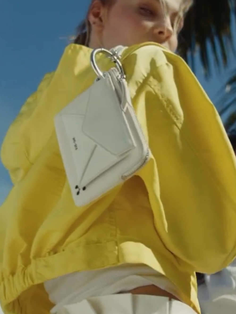 White Leather Zip Card Pouch by , Minimalist Keyring Wallet